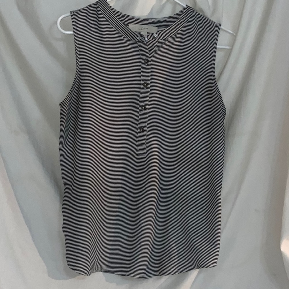The Loft blouse. Stripes are black and white.